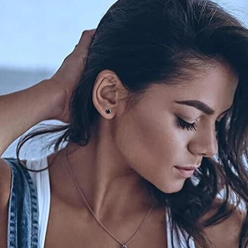 5Pairs 316L Surgical Steel Black CZ 4/5/6/7/8mm Solitaire Men Women Stud Earring